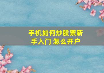 手机如何炒股票新手入门 怎么开户